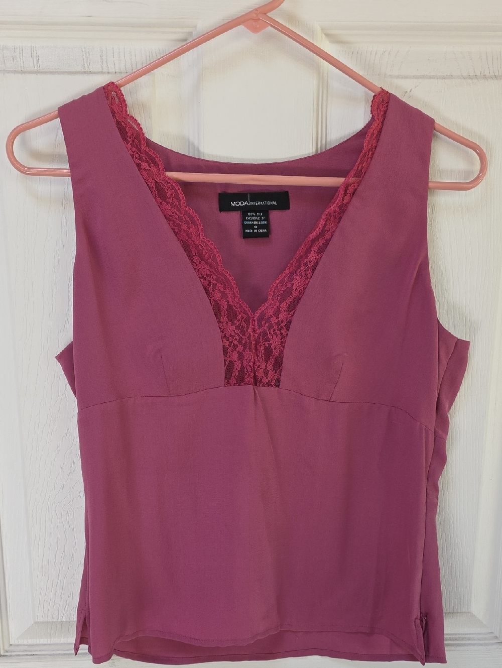 Victoria's Secret Moda International Silk Blouse W/ Peekaboo Lace, S